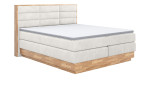 Boxspringbett VALMONDO Incana in einem Stoffbezug in Cream und einem Sichtholzrahmen in Eiche