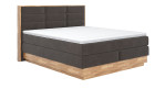 Boxspringbett VALMONDO Incana in einem Stoffbezug in Charcoal und einem Sichtholzrahmen in Eiche