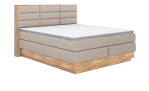 Boxspringbett VALMONDO Incana in einem Stoffbezug in Natural und einem Sichtholzrahmen in Eiche
