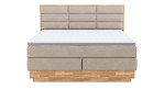 Boxspringbett VALMONDO Incana in einem Stoffbezug in Natural und einem Sichtholzrahmen in Eiche