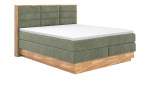 Boxspringbett VALMONDO Incana in einem Stoffbezug in Turtle und einem Sichtholzrahmen in Eiche