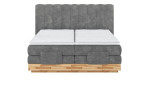Boxspringbett VALMONDO Incana in einem Stoffbezug in Steel und einem Sichtholzrahmen in Eiche