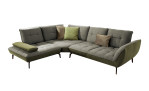 Komfort-Ecksofa vito Ticona, in der Farbausführung Stone / Olive