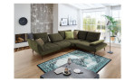 Komfort-Ecksofa vito Ticona, in der Farbausführung Olive mit der Rückenneigung