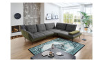 Basis-Ecksofa vito Ticona, in der Farbe Anthrazit / Olive, in einem Raum stehend