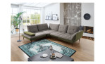 Basis-Ecksofa vito Ticona, in der Farbe Grau  / Olive, in einem Raum stehend
