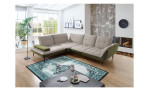 Basis-Ecksofa vito Ticona, in der Farbe Natur / Olive, in einem Raum stehend