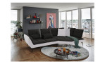 Komfort-Ecksofa vito Ticona, in der Farbausführung Schwarz / Silver, in einem Raum stehend mit der Rückenfunktion