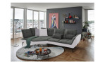 Komfort-Ecksofa vito Ticona, in der Farbausführung Grau / Silver, in einem Raum stehend mit der Rückenfunktion