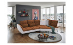 Komfort-Ecksofa vito Ticona, in der Farbausführung Kupfer  / Silver in einem Raum stehend