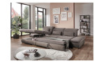 Komfort - Ecksofa vito Fulla, in der Farbausführung Taupe, mit dem offenen Bettklasten und der ausgezogenen Liegefunktion