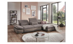 Komfort - Ecksofa vito Fulla, in der Farbausführung Taupe mit der Rückenverstellung in der Mitte, Rückenlehne oben
