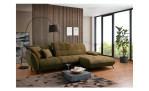 Komfort - Ecksofa vito Creda, in der Farbaführung Olive mit der Rückenlehnenfunktion, in einem Raum stehend