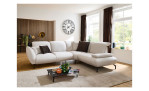 Basis-Ecksofa vito Bevy, in der Farbausführung Beige, in einem Raum stehend