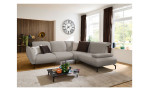 Basis-Ecksofa vito Bevy, in der Farbausführung Grau, in einem Raum stehend, Draufansicht