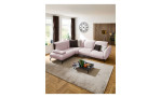 Basis-Ecksofa vito Bevy, in der Farbausführung Rose, in einem Raum stehend, Draufansicht