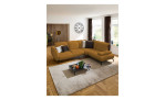 Basis-Ecksofa vito Bevy, in der Farbausführung Mustard, in einem Raum stehend, Draufansicht