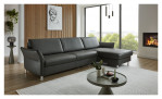 Basis-Ecksofa vito Spring in Echtleder Anthrazit. Auf einem dekorierten hintergrund.