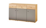 Sideboard vito Samba in Naturbuche Dekor mit 3 Schubkästen und 3 Türen in Grau matt