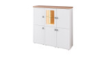 Komfort-Highboard vito Idamo im Dekor Tonweiß matt mit einem Oberboden in Alteiche Dekor 