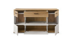 Sideboard Set One Quincy in Lichtgrau mit 2 beleuchteten Glastüren, Schubladen und 2 Klappen