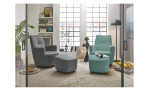 Hocker set one 1450 in der Farbausführung mint, mit den passenden Sessel und ein weiteren Sessel und Hocker in einer anderen Farbe