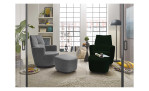 Hocker set one 1450 in der Farbausführung olive green, mit den passenden Sessel und ein weiteren Sessel und Hocker in einer anderen Farbe