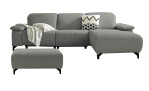 Komfort - Ecksofa Musterring MR 370, in der Farbausführung silber mit anthrazitfarbigen Füßen, mit einem Hocker