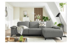 Komfort - Ecksofa Musterring MR 370, in der Farbausführung silber, mit anthrazitfarbigen silber, im Raum stehend, Frontansicht