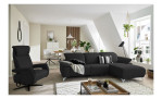 Komfort - Ecksofa Musterring MR 370, in der Farbausführung braun mit einem Sessel, im Raum stehend