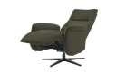 Relaxsessel Musterring MR 376, in der Farbausführung olive, Schrägansicht mit der Relaxfunktion