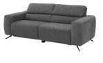 Sofa 2,5-Sitz MR 260 in einem Echtlederbezug in Charcoal. Schräge Seitenansicht