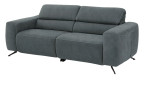 Sofa 2,5-Sitz MR 260 in einem Echtlederbezug in Steel. Schräge Seitenansicht