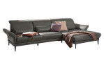 Ecksofa MR 1350 in einem Echtlederbezug in Anthrazit.