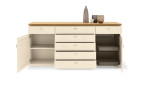 Sideboard Musterring Korsika in creme lackiert Ansicht mit offenen Türen