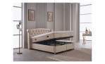 Bett Mello, in der Farbausführung Beige mit dem offenen Bettkasten