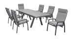 Gartentisch Sondrino mit Tischplatte in Beton-Optik Aluminium-Gestell in Anthrazit, Ansicht mit Stühlen