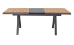Gartentisch Kumasi mit Tischplatte aus Teakholz und Keramik, sowie Gestell aus Aluminium in Anthrazit, Seitenansicht