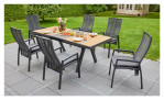 Gartentisch Kumasi mit Tischplatte aus Teakholz und Keramik, sowie Gestell aus Aluminium in Anthrazit, Ansicht im Milieu