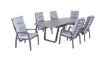 Gartentisch Diwo in grau mit Synchronauszug und Gestell aus Aluminium in Anthrazit, Ansicht im Set