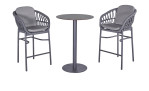 Gartenstuhl Cluff in Dunkelgrau aus Rope und Olefin, Gestell aus Aluminium, Ansicht im Set mit Tisch