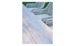 Gartentisch Oldham mit recycelter Teakholz-Tischplatte und beigem Aluminium-Gestell, Detail