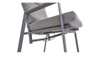 Dining-Set Grado 6-tlg. in grau, Tischplatte aus 3D-Glas und Gestell aus Aluminium, Ansicht Liegestuhl von unten