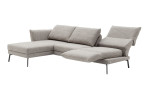 Komfort - Ecksofa Spin, in der Farbausführung taupe,  Schrägansicht mit der Rückenneigung
