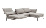 Komfort - Ecksofa Spin, in der Farbausführung taupe,  Schrägansicht mit der Rückenneigung