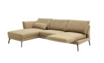 Komfort - Ecksofa Spin, in der Farbausführung gelb, Schrägansicht mit der Relaxfunktion