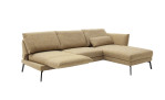 Komfort - Ecksofa Spin, in der Farbausführung gelb, Schrägansicht mit der Relaxfunktion