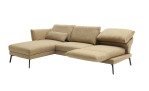 Komfort - Ecksofa Spin, in der Farbausführung gelb, Schrägansicht mit der Rückenneigung