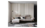 Komfort - Ecksofa Spin, in der Farbausführung taupe,  in einem Raum stehend mit allen Funktionen