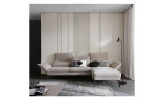 Komfort - Ecksofa Spin, in der Farbausführung taupe,  in einem Raum stehend mit allen Funktionen